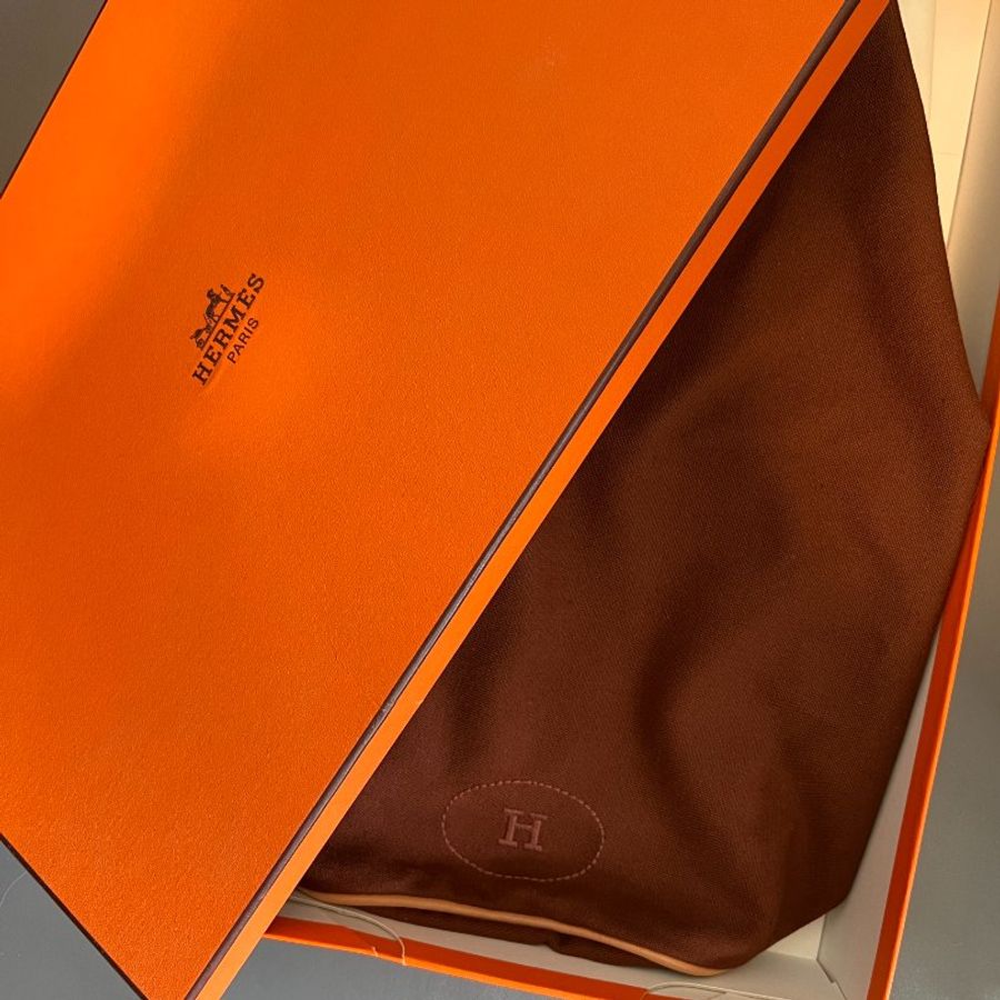 Hermes H大容量索繩背包 側肩包 皮革肩帶 原裝橙色品牌包裝盒 日本中古vintage-1