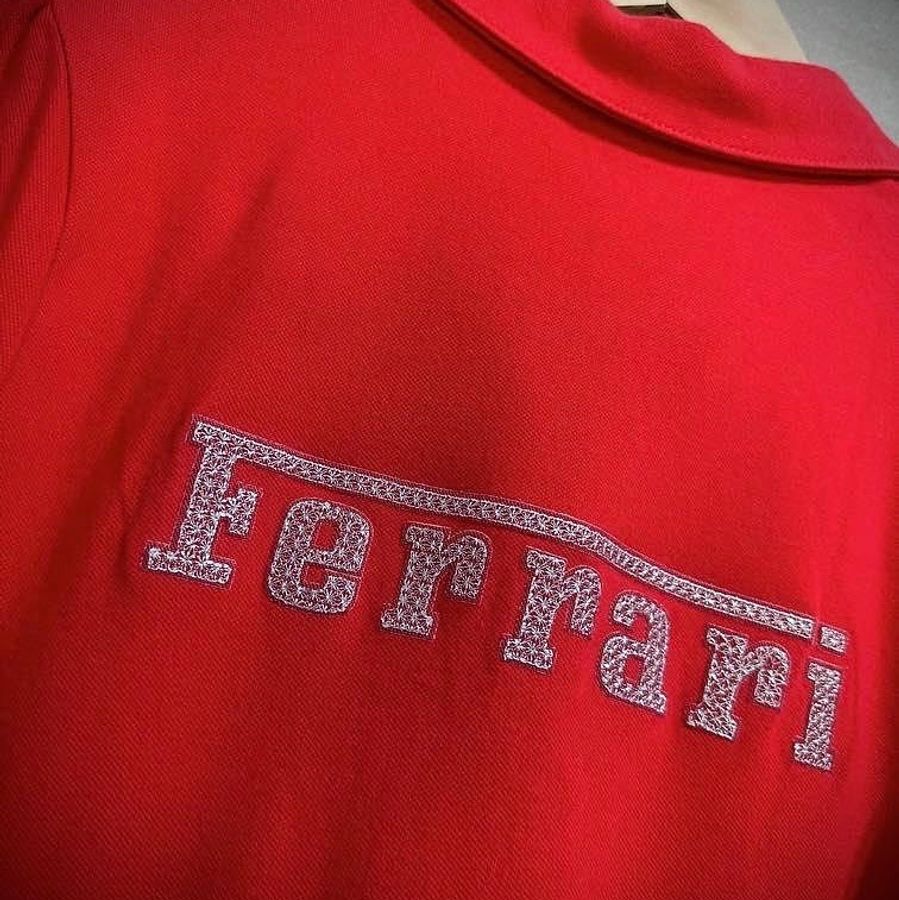 puma ferrari 布章金蔥刺繡網眼polo衫 法拉利賽車公主袖馬球衫-8