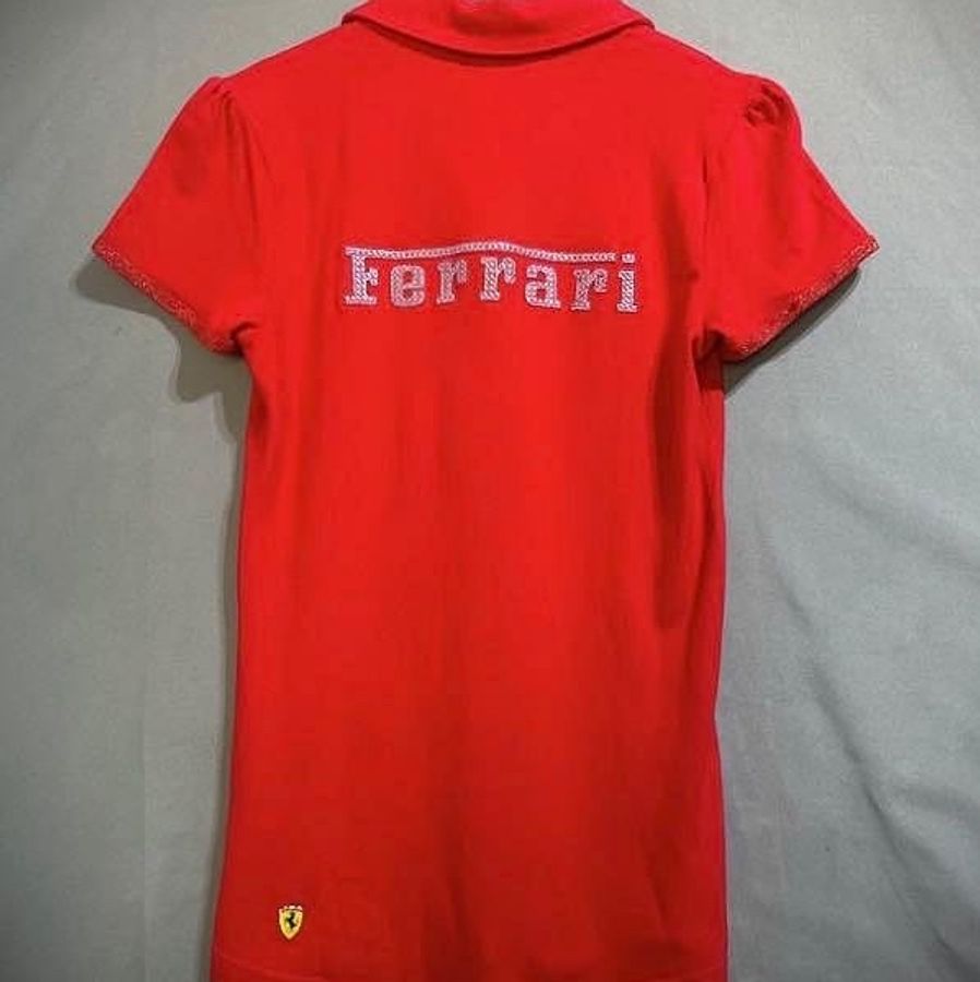 puma ferrari 布章金蔥刺繡網眼polo衫 法拉利賽車公主袖馬球衫-9