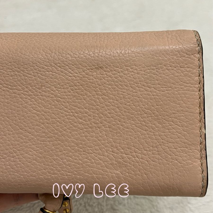 CHLOE Marcie 小牛皮 釦式 掀蓋 長夾  粉膚色  二手精品-29