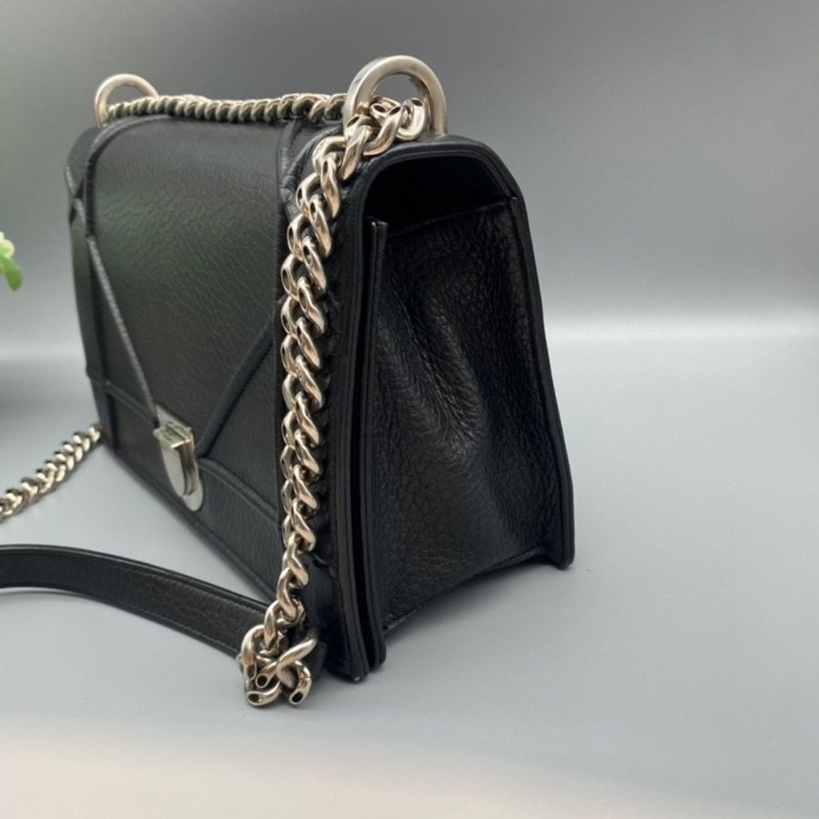 Dior rama黑銀盾牌 斜挎鏈條包-3