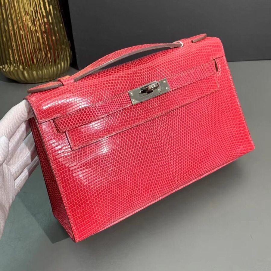 Hermes愛馬仕mini Kelly一代5j 粉紅 銀扣方框K刻-1