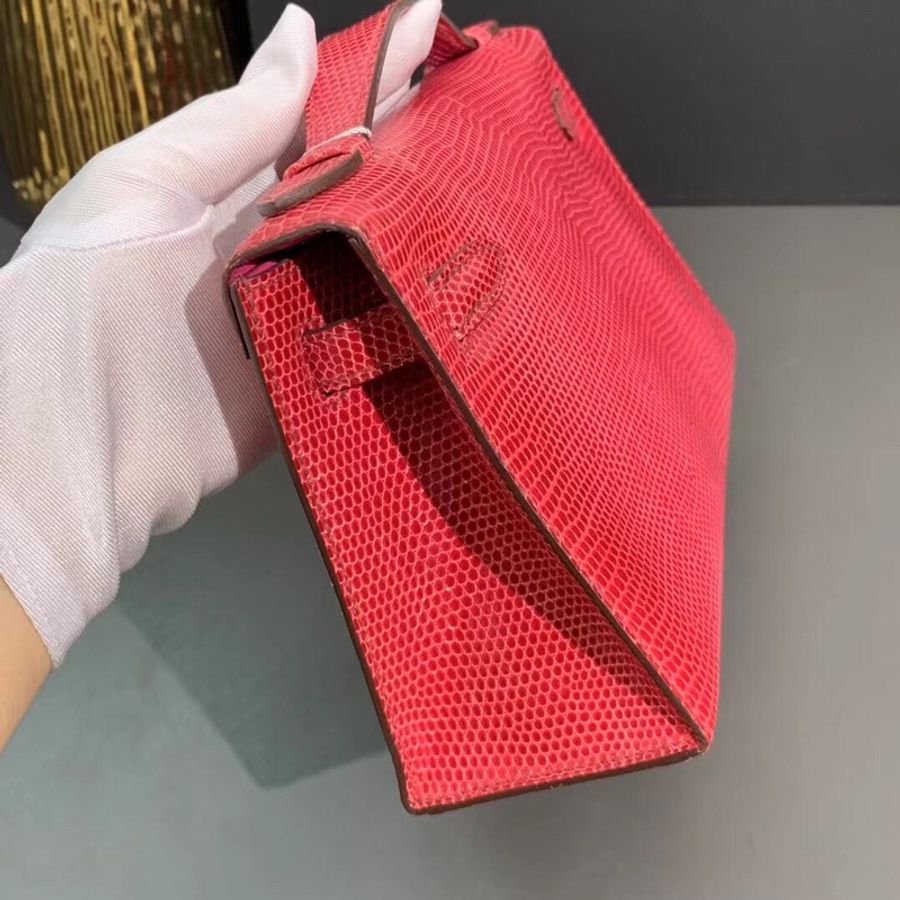Hermes愛馬仕mini Kelly一代5j 粉紅 銀扣方框K刻-3