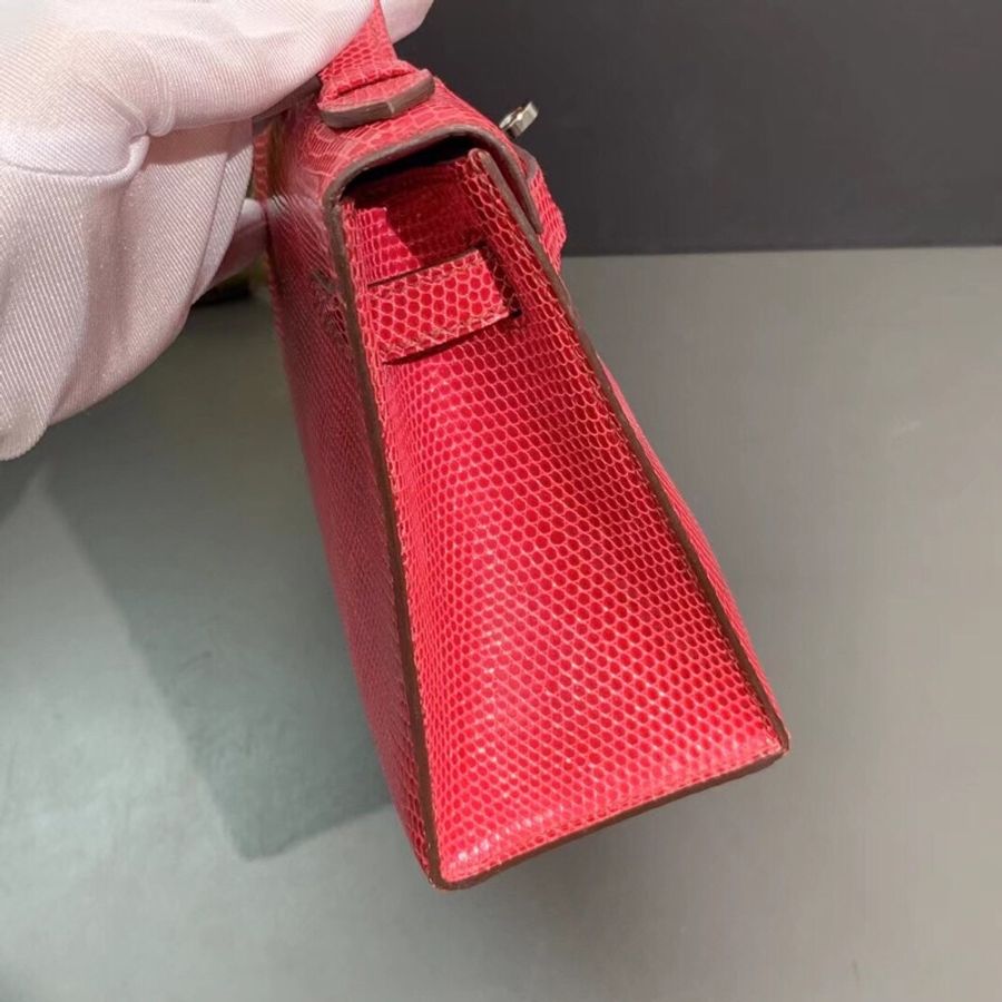 Hermes愛馬仕mini Kelly一代5j 粉紅 銀扣方框K刻-4