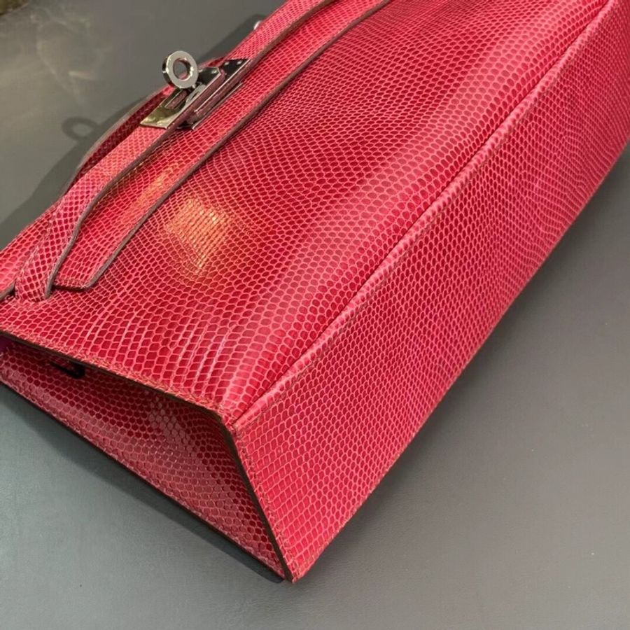 Hermes愛馬仕mini Kelly一代5j 粉紅 銀扣方框K刻-6