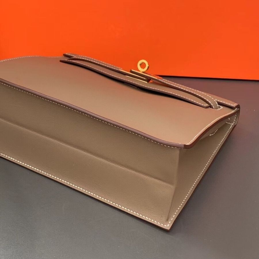 Hermes愛馬仕Kelly dance大象灰swift皮金扣B刻-5