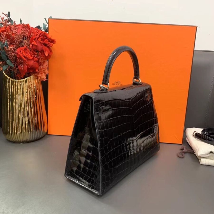 Hermes愛馬仕Kelly25黑銀扣R刻-2