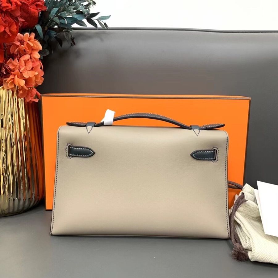 Hermes愛馬仕 mini Kelly一代 So M8星空灰拼V0盧梭綠 swift 反色走線 香檳金扣b刻-1