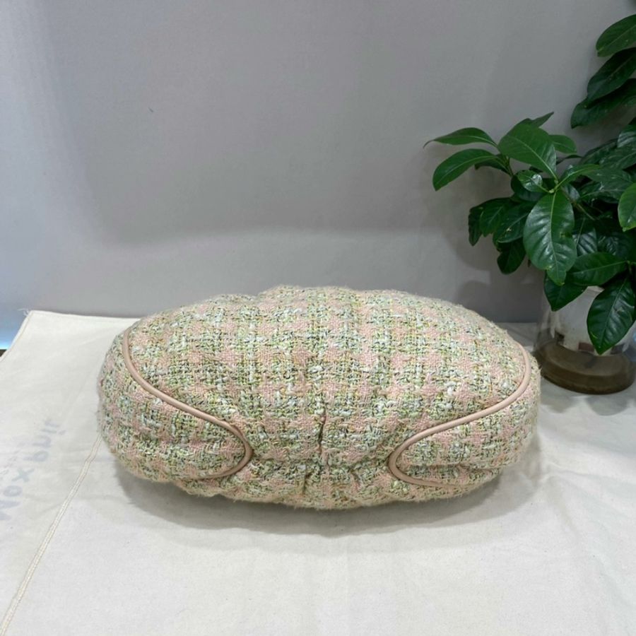 Chanel香奈兒中古粉色粗毛呢雲朵包手提包-4