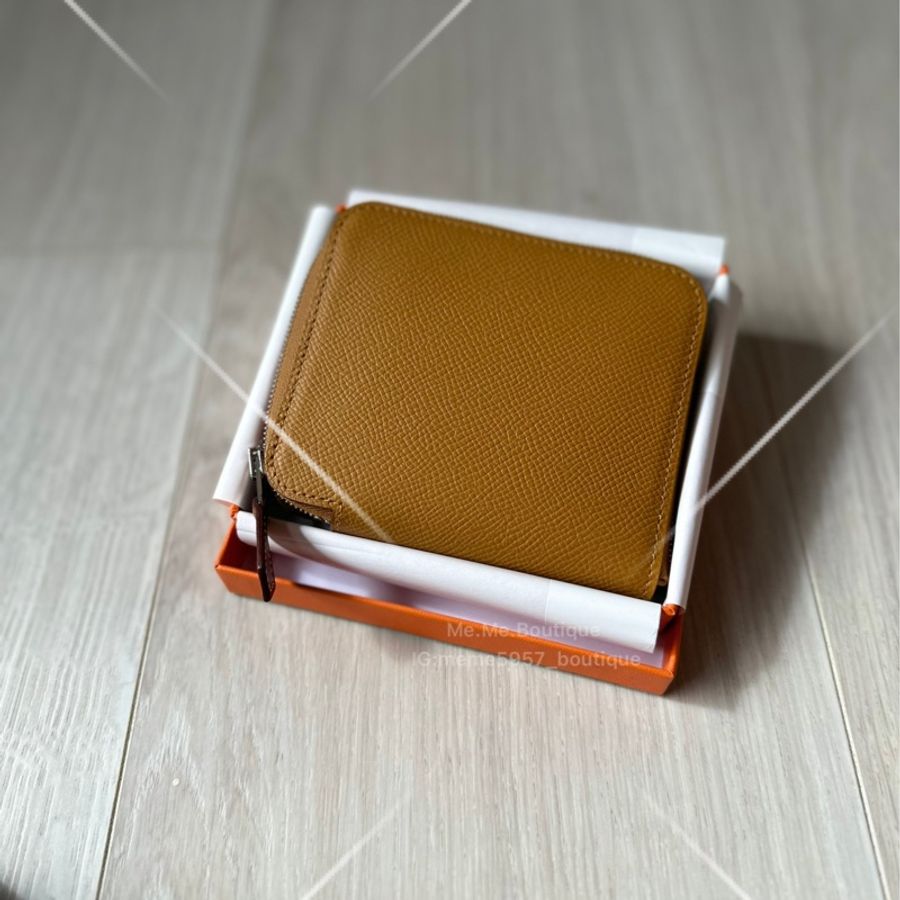Hermès Slik 絲巾短夾 芝麻色 全新全配-0