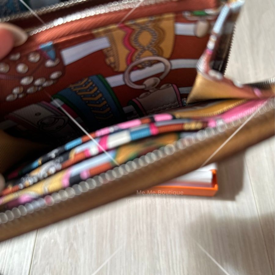 Hermès Slik 絲巾短夾 芝麻色 全新全配-6