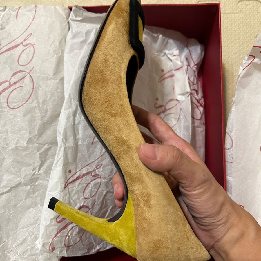 roger vivier 麂皮高跟鞋 芥末黃-4