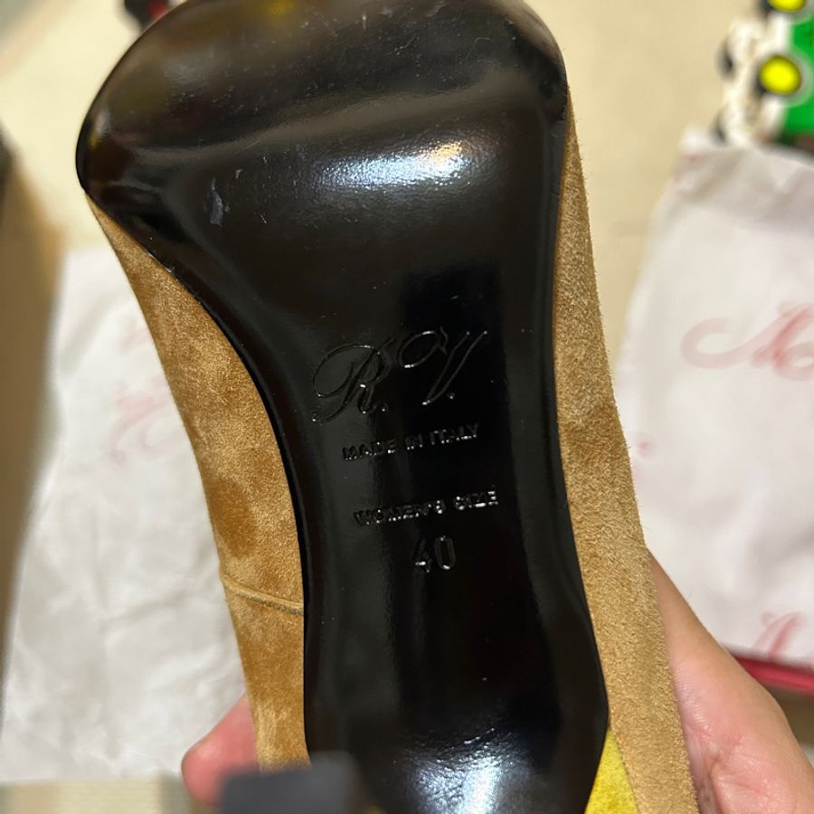 roger vivier 麂皮高跟鞋 芥末黃-10