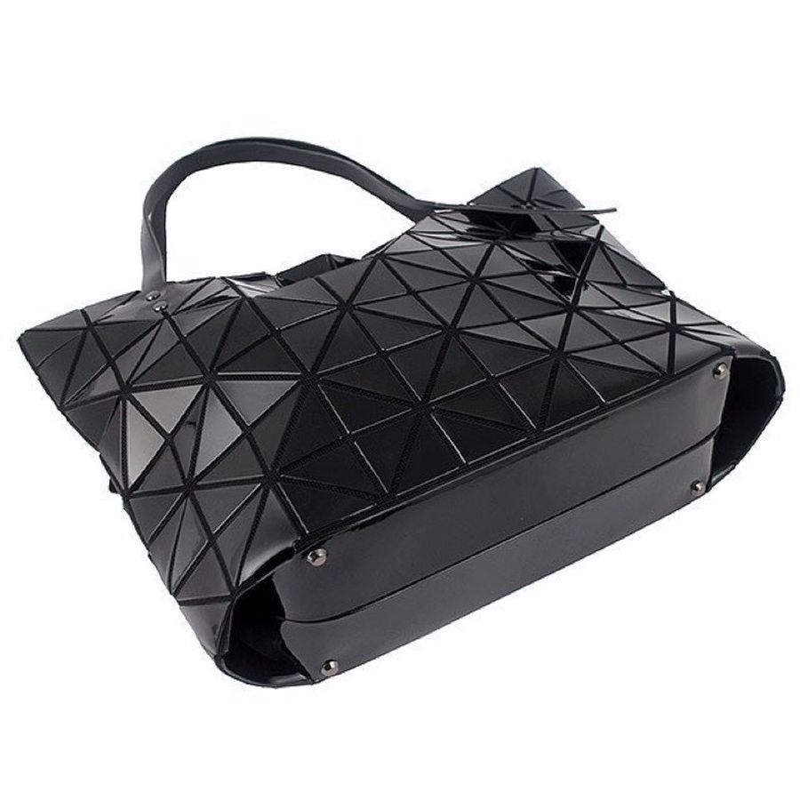 ISSEY MIYAKE 三宅一生BAO BAO亮面方格7x12拉鍊搖滾托特包(黑色)手提包-2