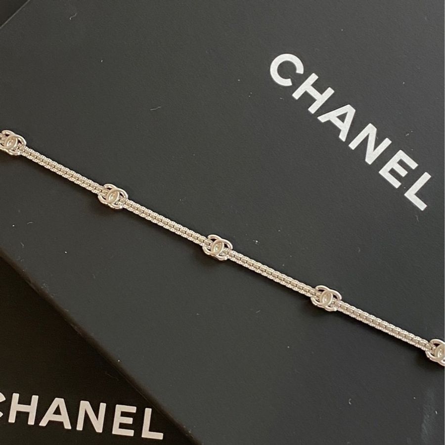 Chanel 銀5花蛇骨鍊-2