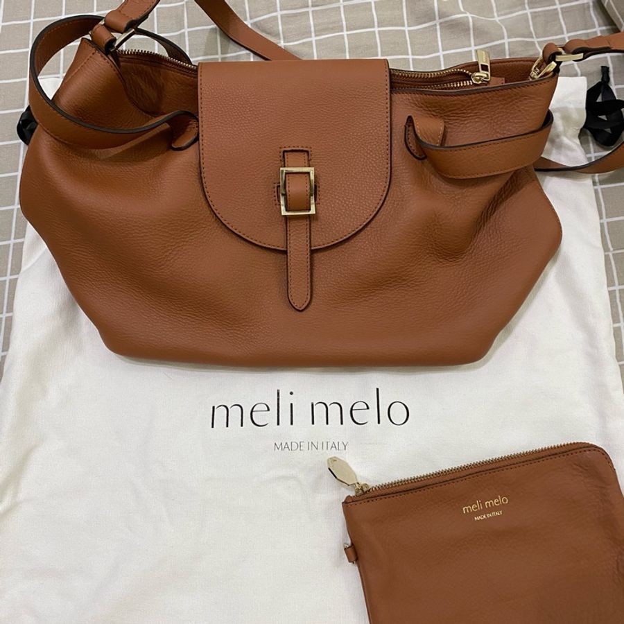 《搬家斷捨離》義大利品牌Meli Melo🇮🇹Thela Medium 頂級真皮手工製品 牛皮兩用包-4