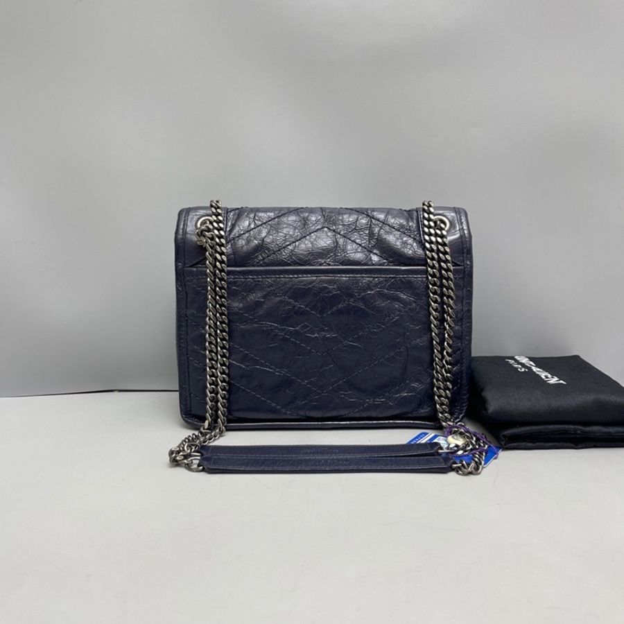 Saint Laurent YSL Niki小號全皮深藍色郵差包-1