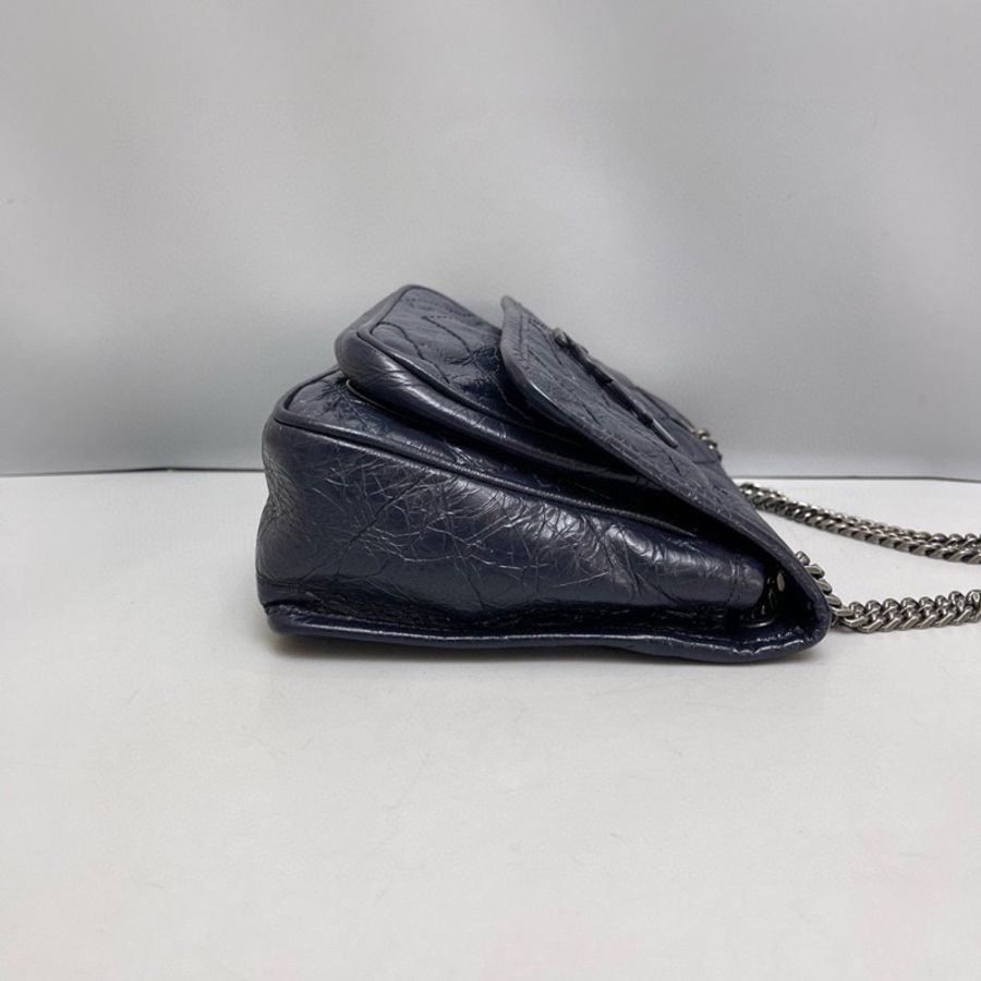 Saint Laurent YSL Niki小號全皮深藍色郵差包-3