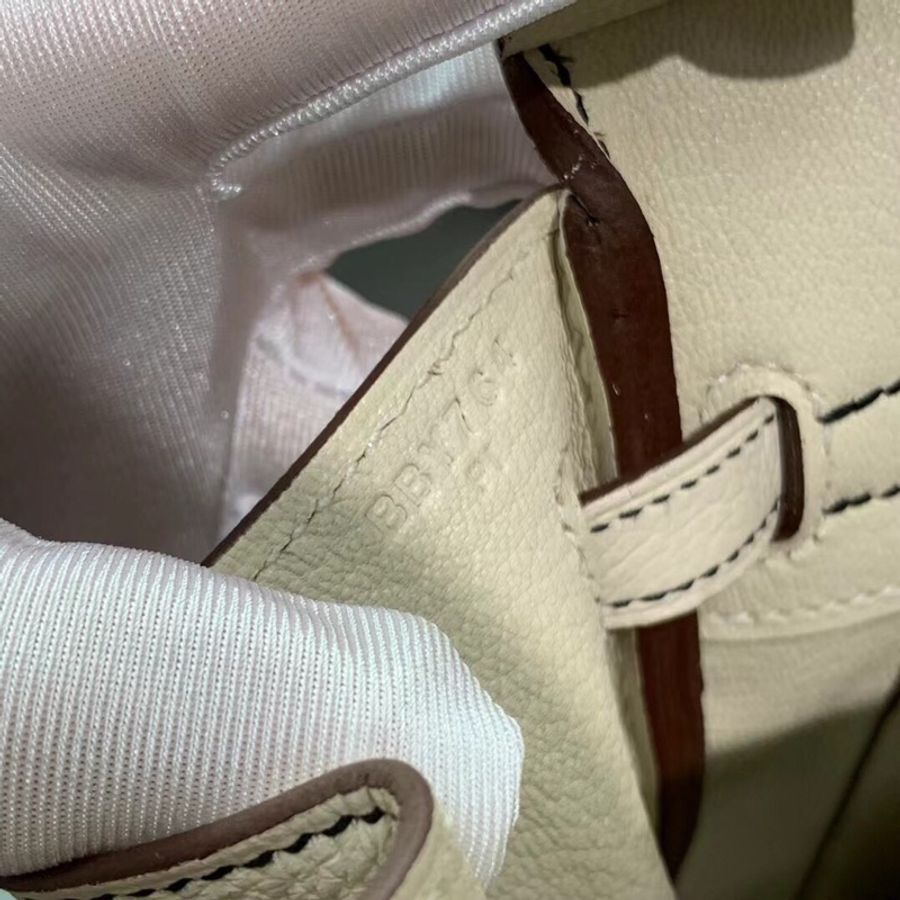 Hermes愛馬仕birkin25奶昔白外縫走黑線vip訂製磨砂金扣B刻-6