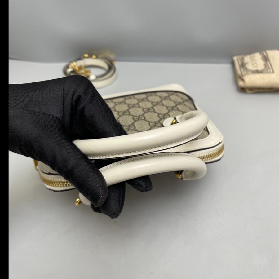 Gucci 1955迷你老花白色貝殼包-4