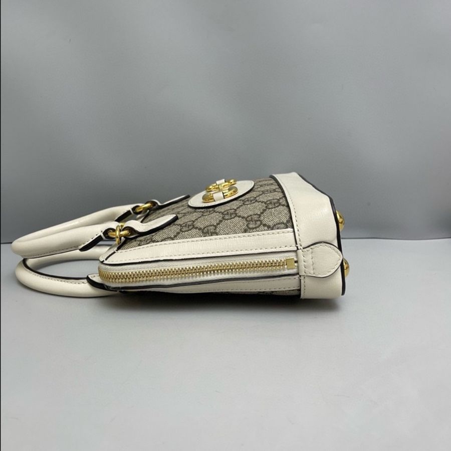 Gucci 1955迷你老花白色貝殼包-8