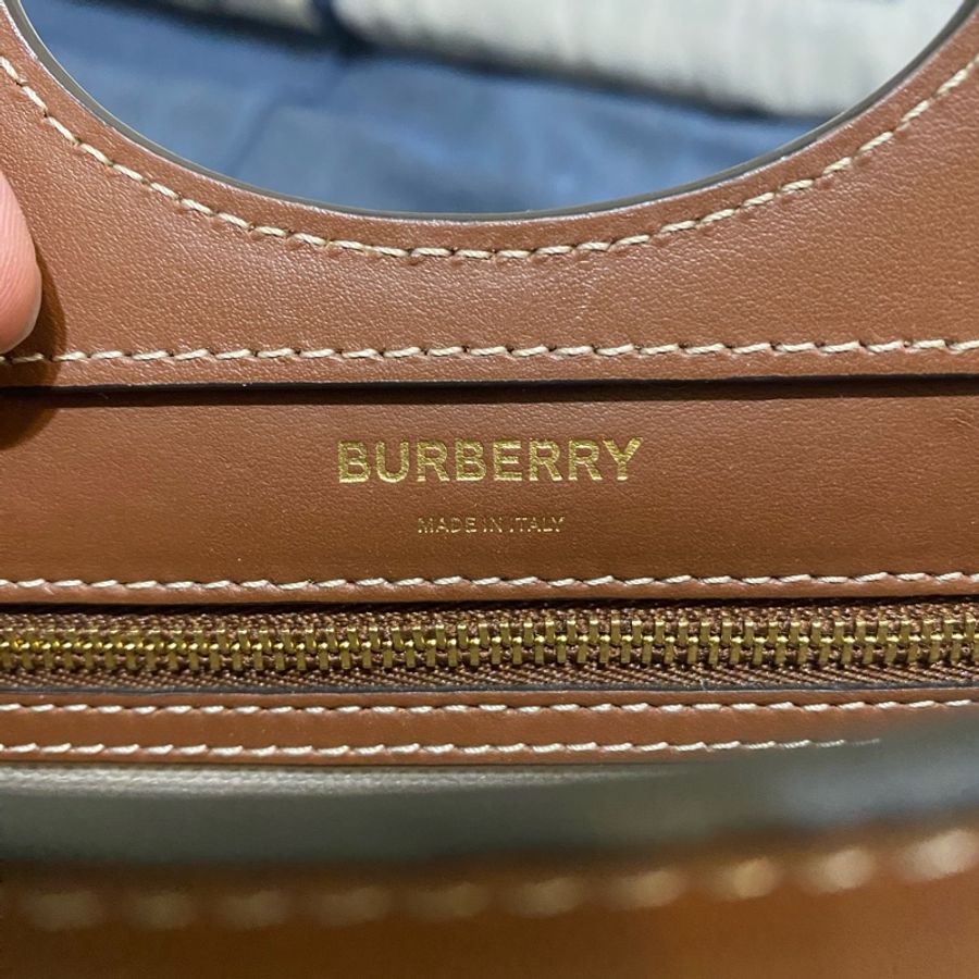 Burberry 口袋包 pocket (經典棕配帆布)-5
