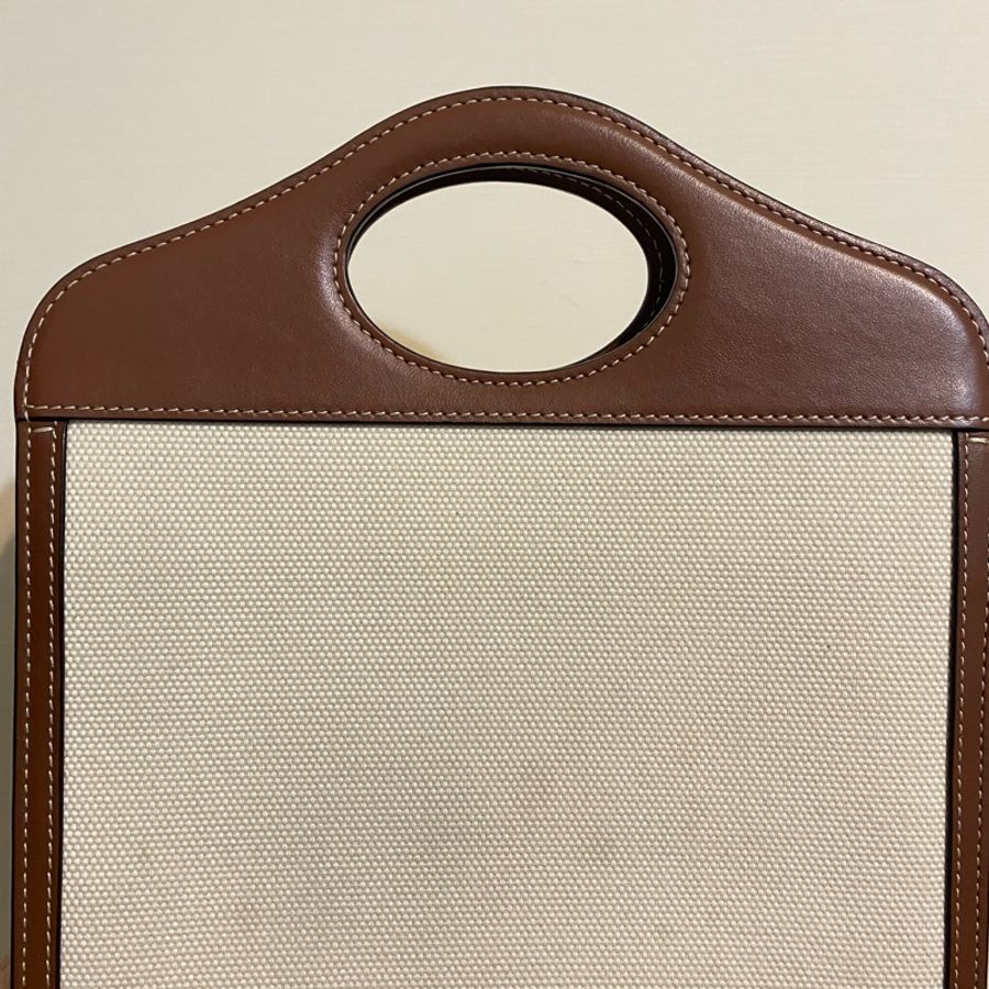 Burberry 口袋包 pocket (經典棕配帆布)-7