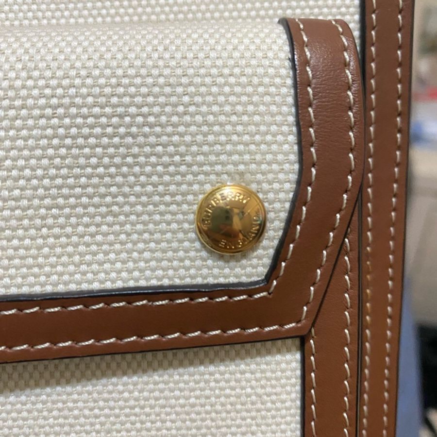 Burberry 口袋包 pocket (經典棕配帆布)-13
