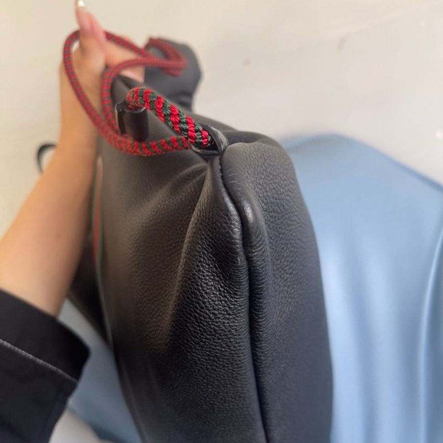 GUCCI 黑色全皮 Print 兩用手提後背包-12