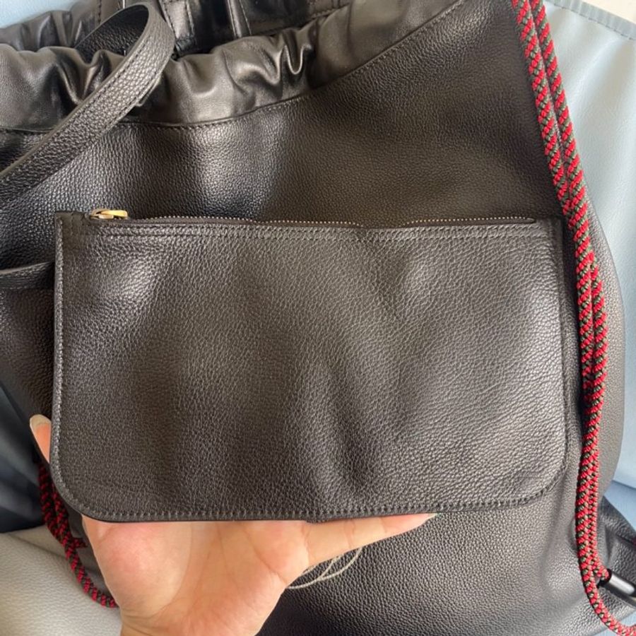GUCCI 黑色全皮 Print 兩用手提後背包-22