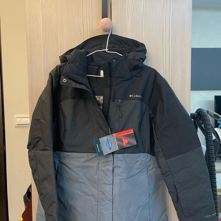 Columbia鋁點防水連帽黑灰拼色外套XL-5
