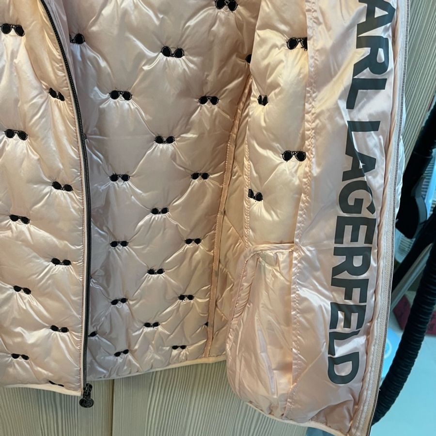 Karl Lagerfeld珍珠粉色連帽外套XL-3