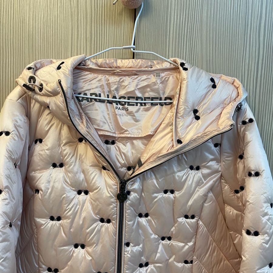 Karl Lagerfeld珍珠粉色連帽外套XL-6