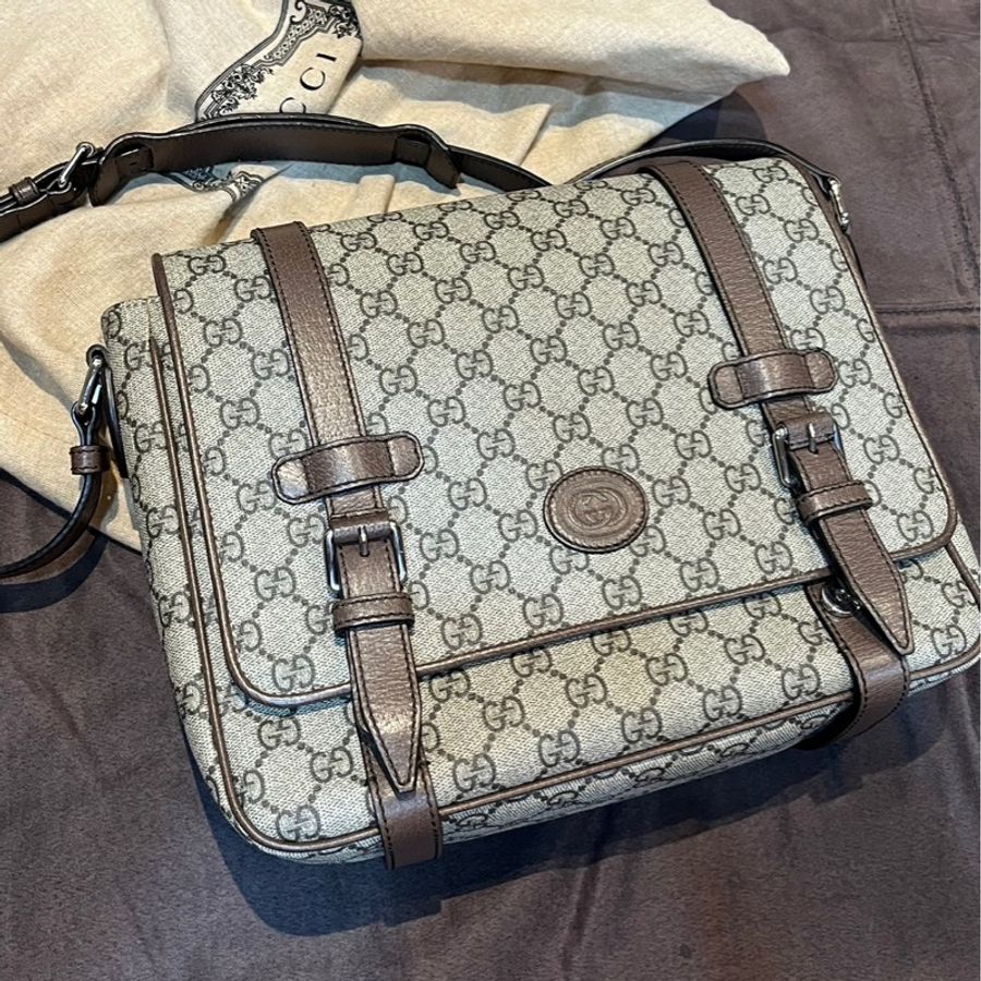 GUCCI 古馳 經典 郵差包 棕色 男女款 現貨-0
