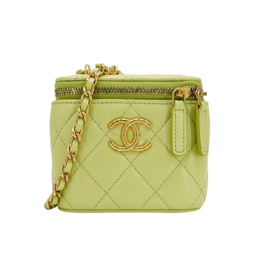 Chanel 展示品 羊皮金鍊斜背化妝包(AP3103-牛油果綠)-0