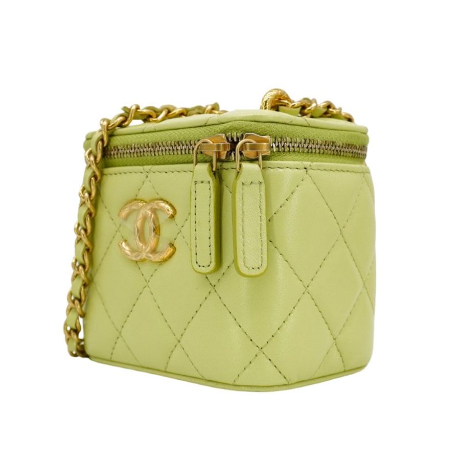 Chanel 展示品 羊皮金鍊斜背化妝包(AP3103-牛油果綠)-1