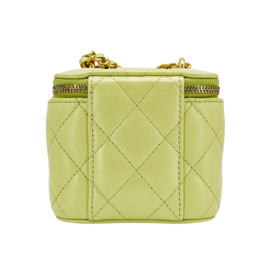 Chanel 展示品 羊皮金鍊斜背化妝包(AP3103-牛油果綠)-2