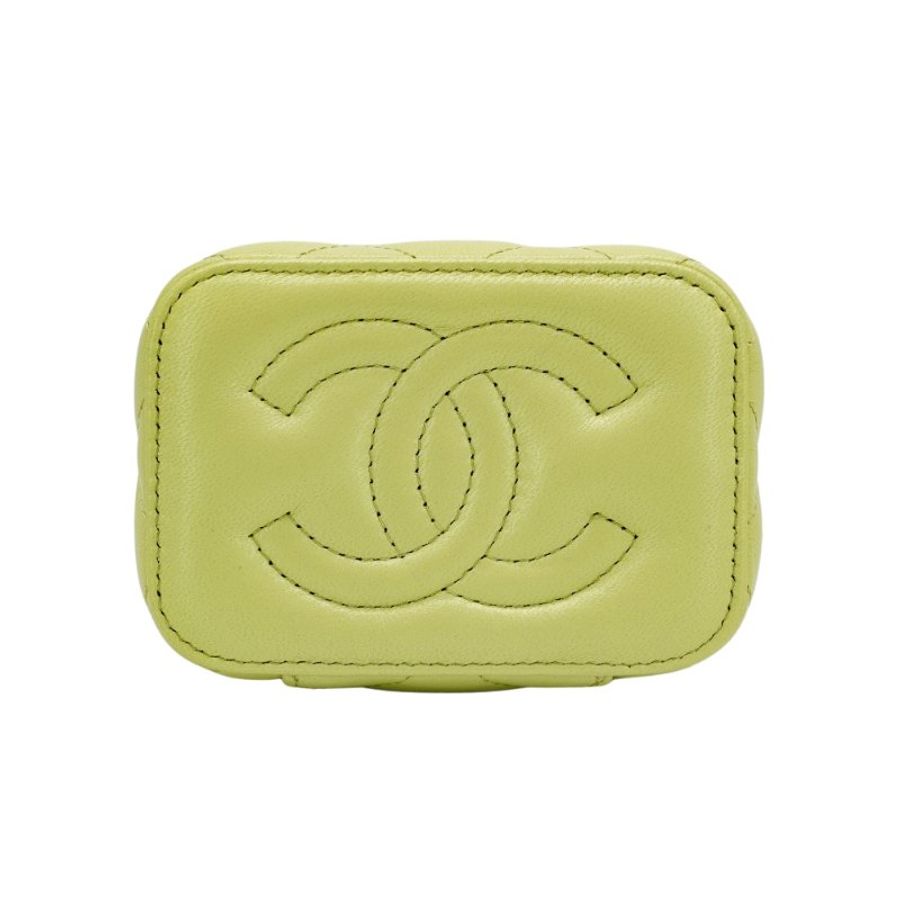 Chanel 展示品 羊皮金鍊斜背化妝包(AP3103-牛油果綠)-3