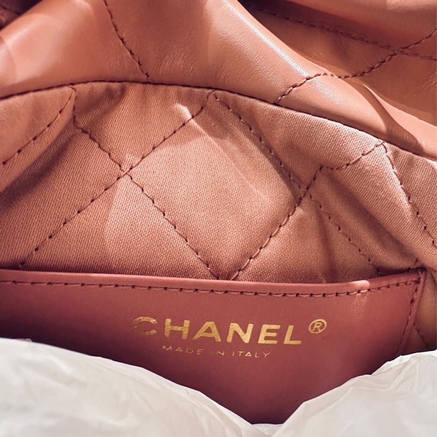 Chanel mini22bag 莫蘭迪粉金-3