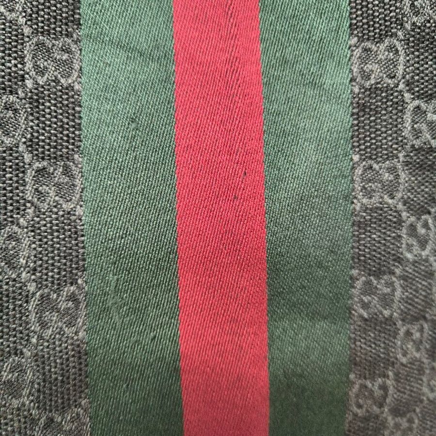 【🐍蛇吧拉系】🧧新春甜甜價至2/3🧧㊣✨ GUCCI✨古馳 深灰 綠紅配條 老花 GG 條紋 羊毛 蠶絲 保暖 圍巾 披肩/保證正品🌳二手樹屋🌳-13