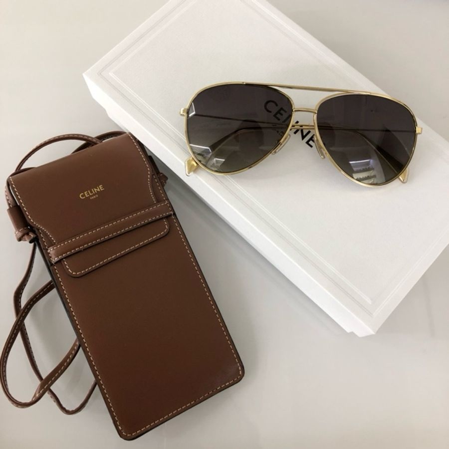 Celine💋飛行員太陽眼鏡 偏光鏡片 CL40062U 30D 附手機包 全新全配-3