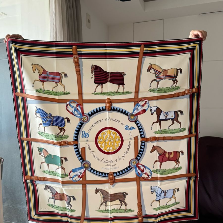 Hermes 駿馬披掛90x90絲巾-7