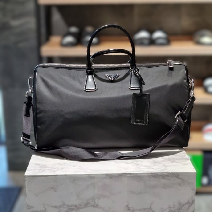 Prada 2VC018 再生尼龍 Re-Nylon 與Saffiano 行李袋 黑色《當季專櫃正售★全新商品 》-3