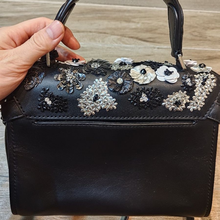 MICHAEL Michael Kors Bristol黑色刺繡立體花卉提包-10