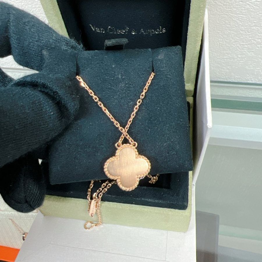 限定版 VCA Vintage Alhambra 單鑽粉色玫瑰金項鏈 Necklace-1