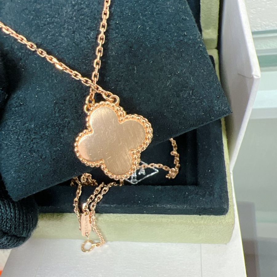 限定版 VCA Vintage Alhambra 單鑽粉色玫瑰金項鏈 Necklace-2
