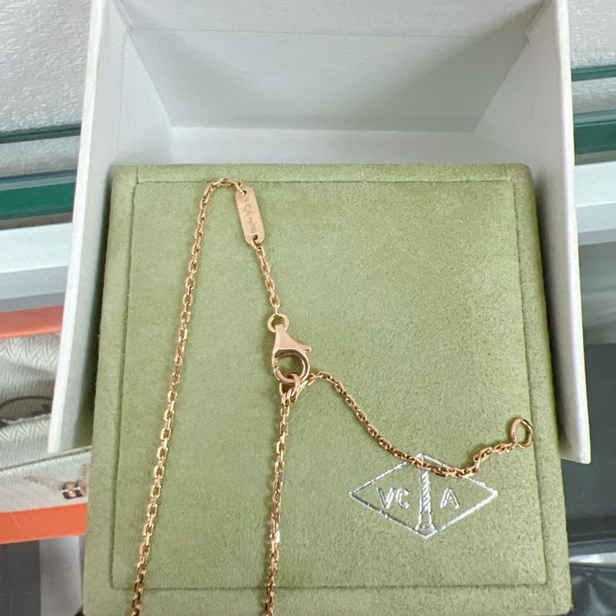 限定版 VCA Vintage Alhambra 單鑽粉色玫瑰金項鏈 Necklace-4