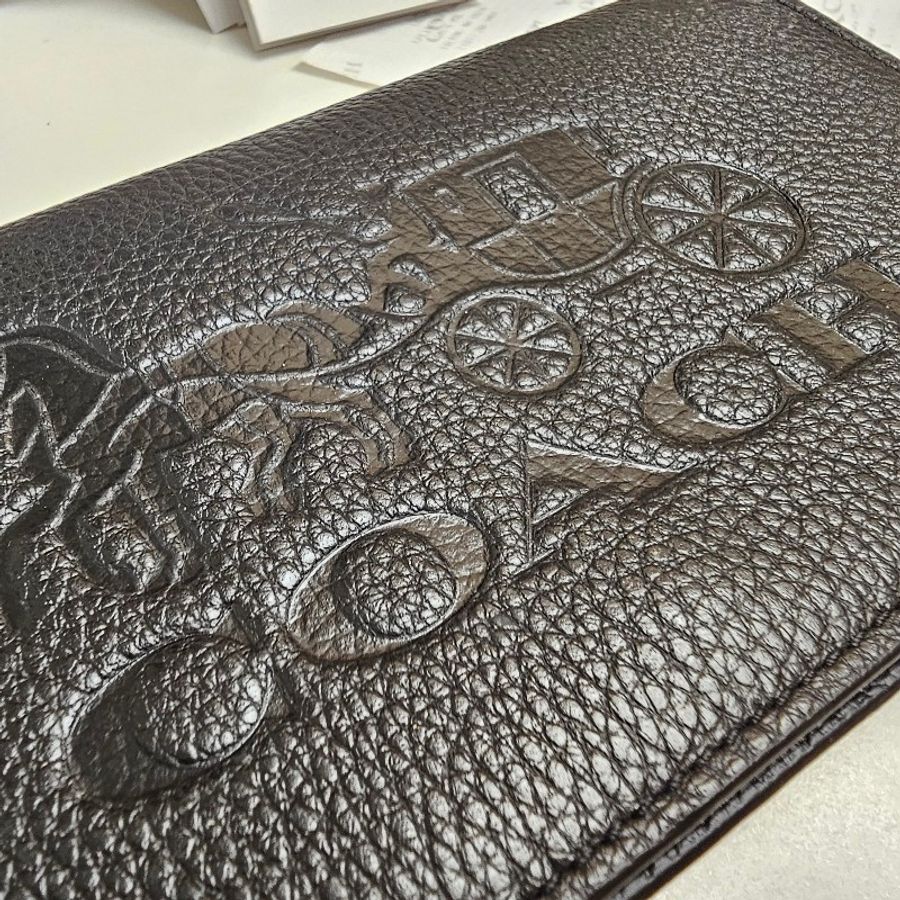 COACH ANAN大馬車壓印Logo WOC包防刮牛皮掀蓋 側背/斜背/晚宴包（外黑內紅背帶咖）-23