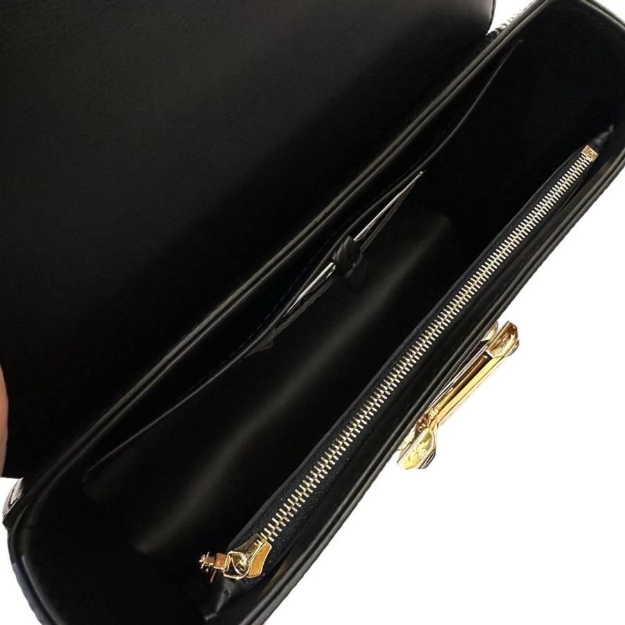 LV 黑Epi粉水晶鑽金轉釦twist MM手提斜背包M21031-6