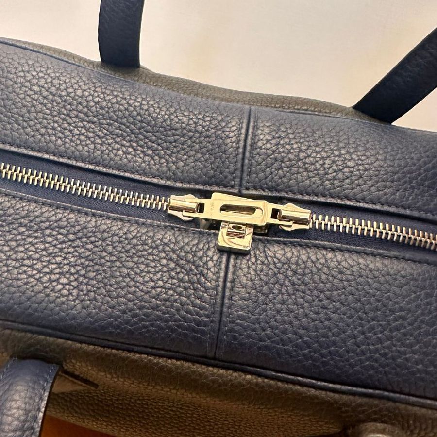 Hermes Victoria/35cm/PHW(雙色特別版 ★Dark Gray x Blue)-1